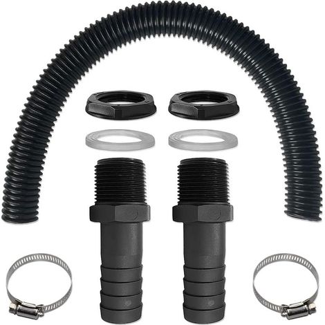 Tuyau de Raccordement du Recuperateur Eau de Pluie, Kit de Raccordement pour Recuperateur d Eau de Pluie Tuyau de Raccordement de 50 cm et 2 Passages de 25 mm avec Embout de Tuyau (1/5)