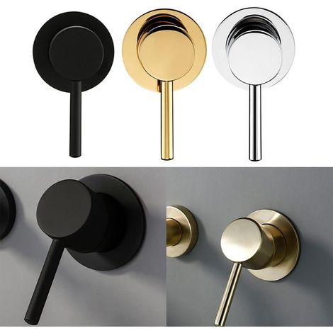 Robinet mural de lavabo, 30,5 cm, laiton, noir, monocommande (1/5)
