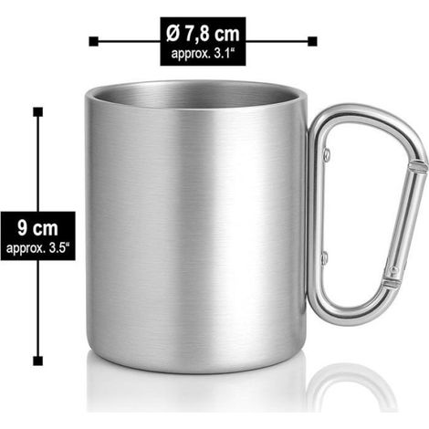 2 gobelets isothermes inox 300 ml avec mousqueton,double paroi e,tasses robustes pour 300 ml 2 pièces (1/4)