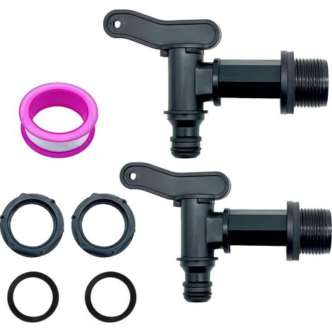 2 Pièces Robinet Cuve Plastique Pour Citerne De Pluie - Pour Le Jardin, L'Industrie, Maison, Récupérateur Eau (1/5)