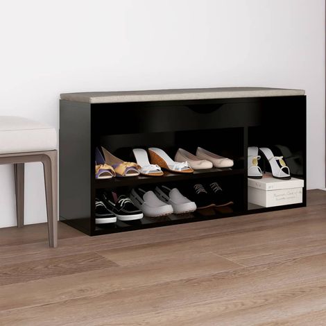 Schuhbank mit Kissen Schwarz 104x30x49 cm Holzwerkstoff vidaXL (1/5)