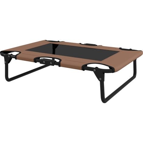Lit surélevé pour chien pliable 75x51x18 cm, couchage respirant en tissu Textilene et Oxford 600D, lit d’extérieur portable pour chiens petits et moyens jusqu’à 20 kg, facile à nettoyer
