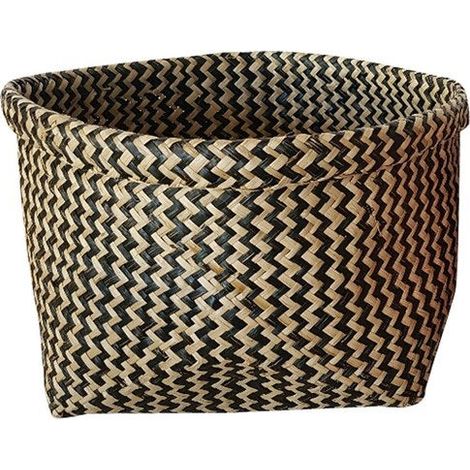 Panier en jonc de mer, Ethno zigzag, black n°0 (1/2)