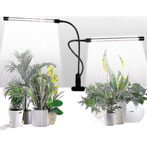 Lampe de croissance pour plantes, lumière du jour blanche 50 W, 84 LED, double tête à pince, minuterie 4/8/12 heures, 5 niveaux d'intensité, réglable (1/5)