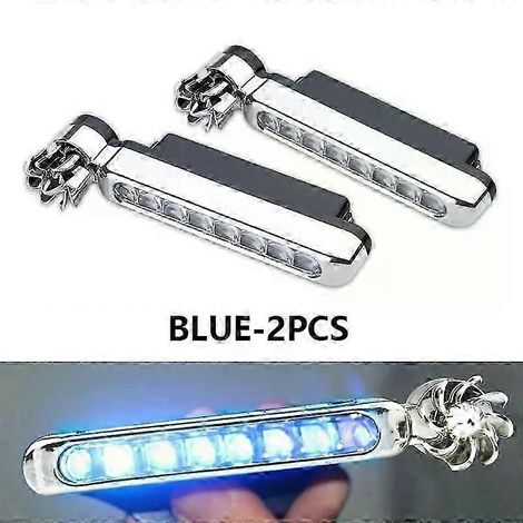 2 feux de jour à LED pour voiture, projecteurs LED à énergie éolienne, éclairage auxiliaire, lampe pour moto, phare de jour pour automobile (bleu - 2 pièces) (1/5)