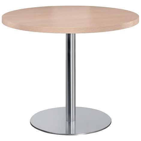 Table de réunion ronde chêne clair Ø 100 cm pied chromé - Arch - Maxiburo