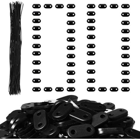 100 Privacy Screen Attachment Kit, Black Weather Resistant Fence Fastener PVC Mounting Clips Flat Cable Ties (1/5)