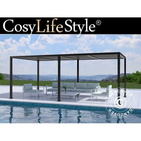 Bioclimatic pergola gazebo San Pablo Alu+, 3x5.8 m, Black (1/5)