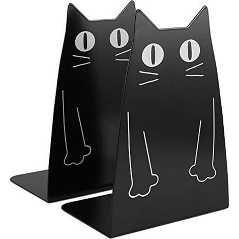 Fermalibri in metallo a forma di gatto, set da 2, grandi e robusti, ideali per l'ufficio (1/4)