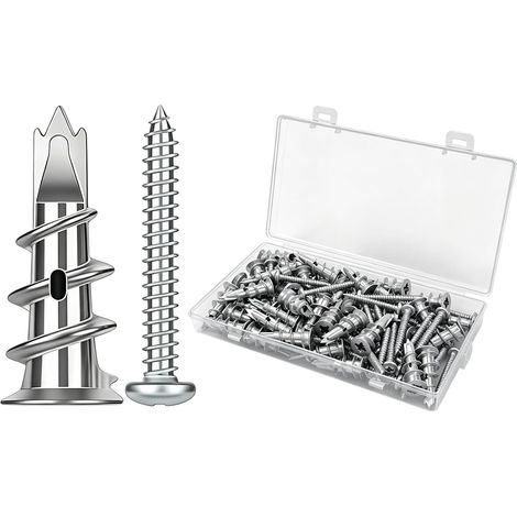 80 Pièces Chevilles pour Placoplatre Autoperceuses, Cheville Placo avec Vis, Métal Cheville pour Plaques de Plâtre, Alliage Zinc Cheville Autoforeuse Placo pour Fixation Plaques de Plâtre (1/5)