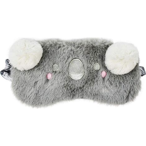 Masque pour les yeux en peluche doux et moelleux Animal 3D Koala (gris)