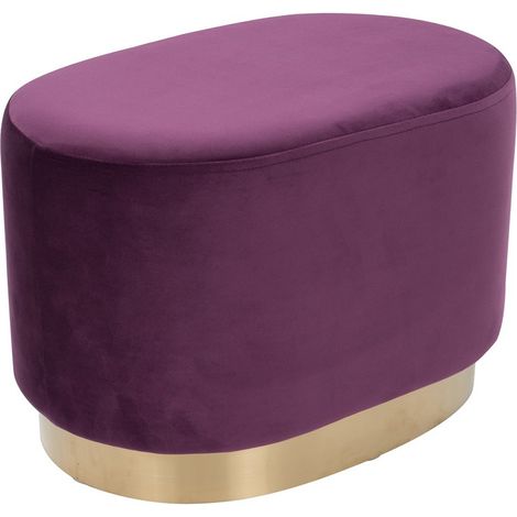 Pouf ovale Nano in velluto blu con base dorata (1/3)