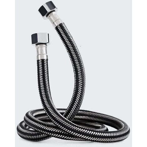 Tuyau Tressé 2M, Tuyaux de Raccordement(G1/2 X G1/2) avec tresse en acier inoxydable,Tuyau d'entrée de Chauffe-Eau Chaude et Froide,pour Remplacement Universel de Cuisine Salle de Bain. (1/4)