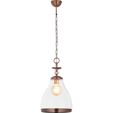 Lampada sospensione industriale rame vetro E27 Jupiter