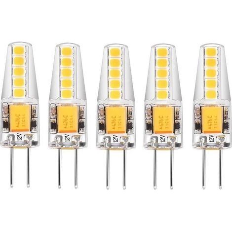 Lot de 5 ampoules LED G4 Blanc naturel 2700K AC / DC 12V 3W 200LM remplacement g4 20w halogène Pas de variateur Pas de scintillement Ampoule à culot à broches led (1/4)