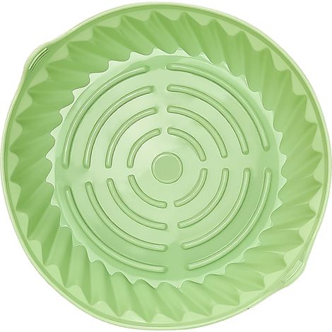 Revêtement pour friteuse à air chaud, rond, résistant à la chaleur, en silicone facile à nettoyer, couleur cyan, taille S, 19 cm / 7,48 pouces. (1/5)