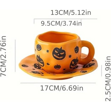 Halloween - Décoration d'Halloween - Mug - Mug citrouille - Mug Halloween - Avec anse - Céramique - 300 ML - Convient pour (1/5)