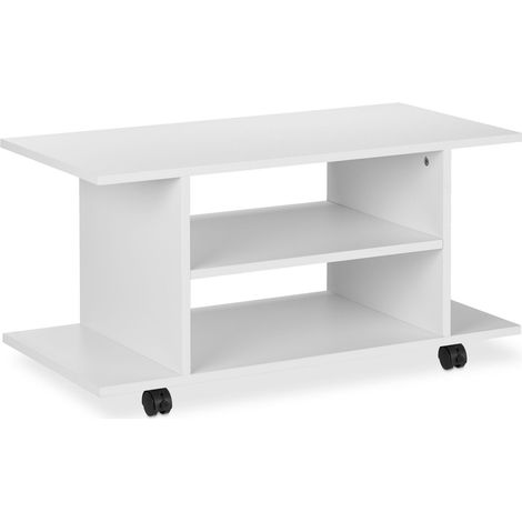 Porta TV mobile con ruote portaoggetti 100 x 40 x 50 cm in legno bianco 130005527
