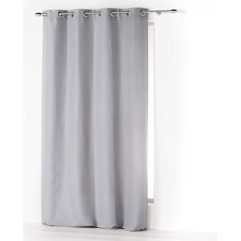 Douceur D'Intérieur – Rideau occultant 140 x 260 cm en microfibre – 8 œillets ronds – Couleur perle – Tombé fluide et léger (1/7)