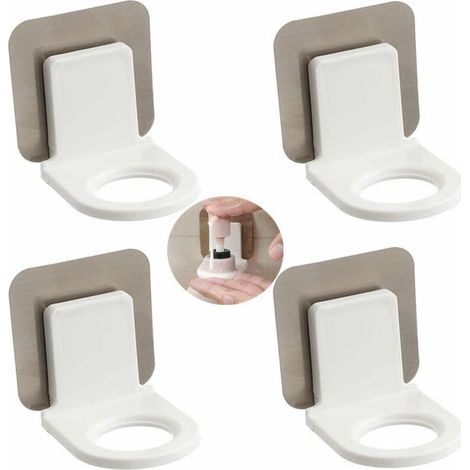Support de distributeur de bouteille de pompe, support suspendu pour désinfectant pour les mains, autocollant mural, support pour bouteille de gel douche, crochet pour désinfectant, 4 pcs (1/5)
