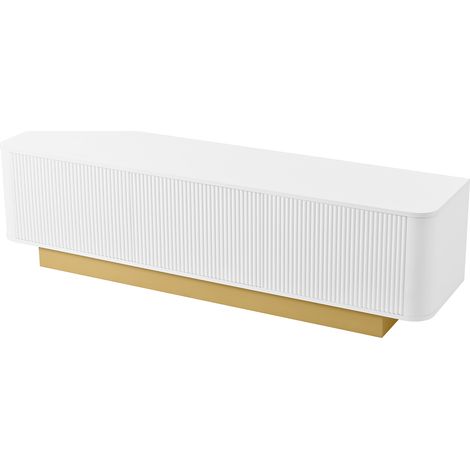 Meuble TV bas 170 cm (long) |Meuble TV moderne avec rangement – design arrondi, gestion des câbles, façade texturée – console multimédia pour salon (1/5)