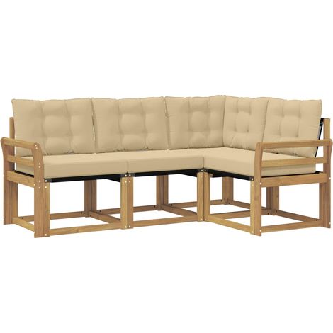 Set di divani da esterno con cuscino 4 pcs Bianco e Beige vidaXL