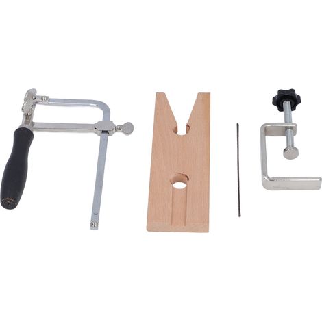 Kit de scie à bijoux 3 en 1 avec pince à rainure en V, cadre de scie réglable et 12 lames. Kit de découpe pour métaux, bois et cire. (1/5)