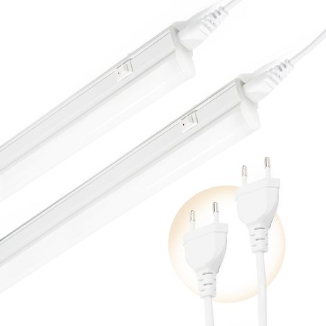 Pack of 2 60 cm LED Strip Light with Switch 4000 K Neutral White Connectable up to 6 lights, Neon LED 60 cm with plug (1/5)