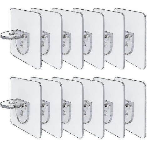 Support mural adhésif 20 pièces, étagère sans perçage, support de fixation pour placard, tablette en verre, crochet de rangement robuste (1/3)