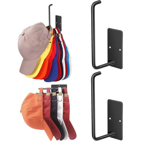 Filiyano-Porte-casquettes de baseball, 2 pièces, noir, crochet auto-adhésif en acier inoxydable, peut contenir plus de 10 casquettes, pour (1/5)
