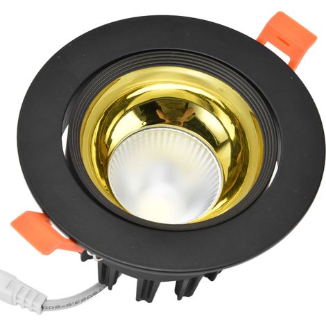 LED-Einbaustrahler aus Aluminium, verstellbarer Winkel, staubdicht, für Wohn- und Schlafzimmer, 100–264 V, schwarzes Gehäuse, goldene Kappe (1/5)