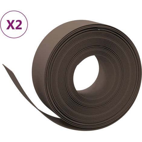 Bordures de jardin 2 pcs marron 10 m 20 cm polyéthylène
