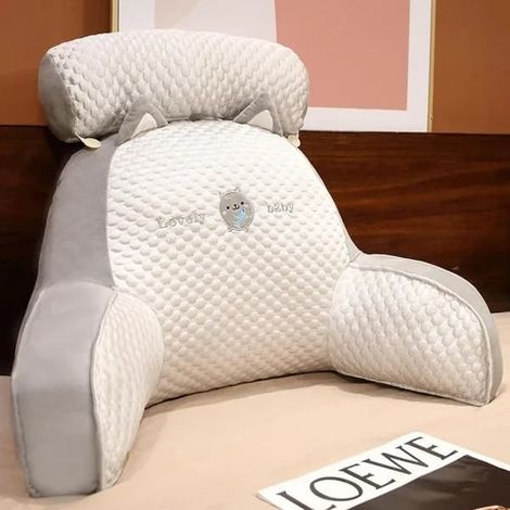 Coussin de lit avec accoudoirs, coussin de dossier ergonomique pour lire, regarder la télévision et utiliser un ordinateur portable au lit, blanc, 50 x 70 cm Large (50x70 cm) (1/4)