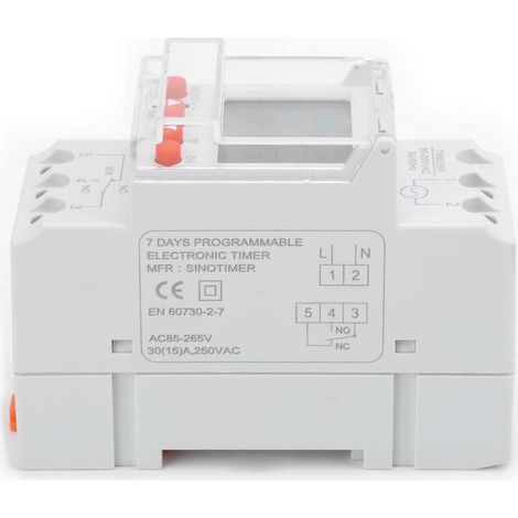 Programmierbarer analoger Zeitschalter für Smart-Home-Stromversorgung, DIN-Schienenmontage, 85–265 V, 30 A (1/5)