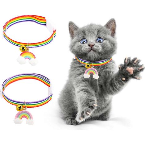 Collier pendentif arc-en-ciel ajustable pour chiens et chats, collier anti-perte pour chatons (1/4)