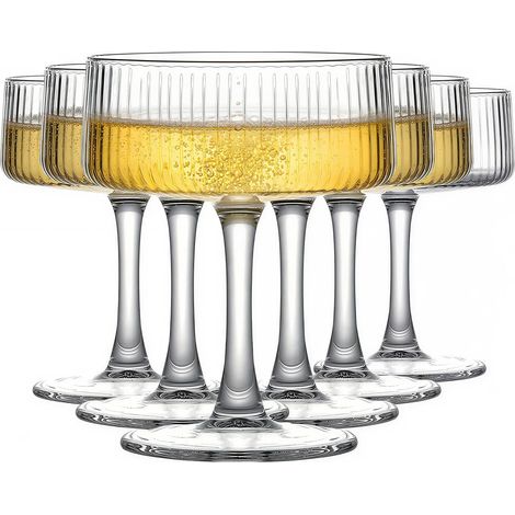 Ensemble de 6 verres de Martini 260ml, verrerie en cristal verres de cocktail grands, exquis verres de cocktail Design élégant idéal pour les fêtes Home Bar artisanal sans plomb cristal facile à netto (1/5)