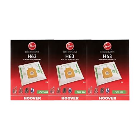 Set di 3 confezioni di 4 sacchetti in microfibra H63 per aspirapolvere Hoover - 35602585 (1/4)