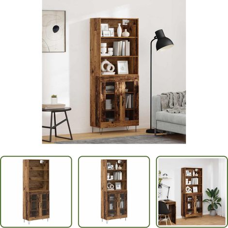 vidaXL Buffet salle à manger - Haut Armoire 2 pcs Bois ancien Bois d'ingénierie (1/5)