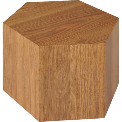 Petite table d'appoint hexagonale décor chêne H. 30 cm - CARAMELLO (1/5)