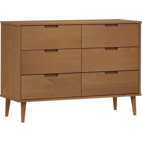 Schubladenschrank MOLDE Braun 113x40x80 cm Massivholz Kiefer vidaXL (1/5)