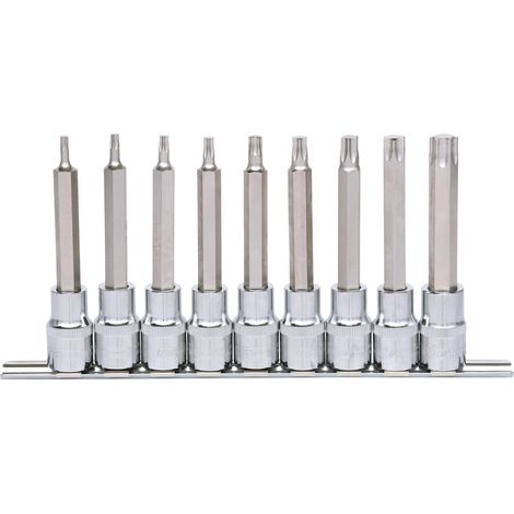 1/2" Serie di bussole p.viti Torx CHROME lunghe,9 pzT20-T60 (1/2)