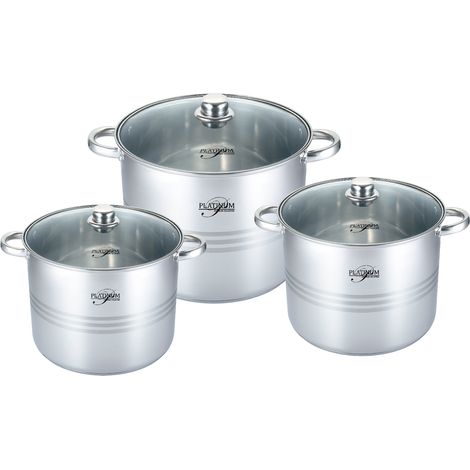 6 tlg Edelstahl Kochtopfset Induktion 26/28/30cm Kochtopf Töpfe