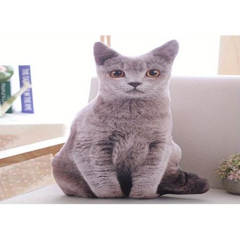 Cojín de peluche realista con forma de gato en 3D para una comodidad acogedora y una decoración divertida. (1/5)