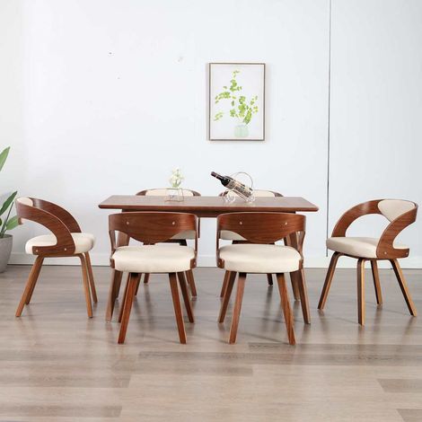 Lot de 6 Chaises de salle à manger - Chaises à dîner Crème Bois courbé et similicuir BV105990 - BonneVie (1/5)