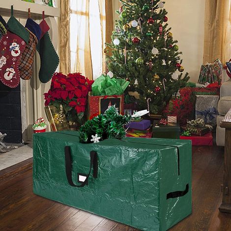 Sac de Stockage Élégant pour Sapin Artificiel Christmas Polyethylene Plastique Vert 122x34x51cm Transport Facile avec 2 Poignées Renforcées (1/5)