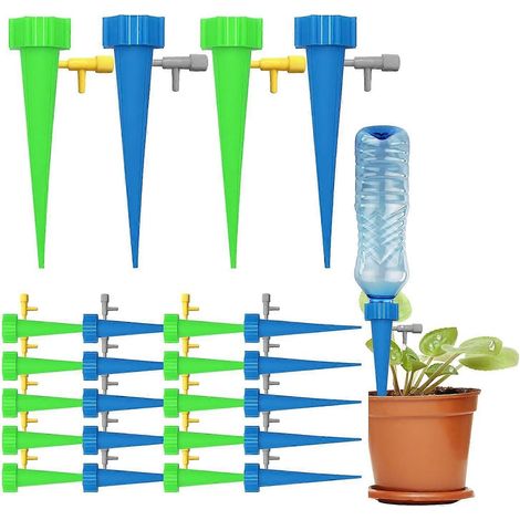 Lot de 24 bâtonnets d'arrosage automatique pour plantes d'intérieur/extérieur, inserts pour pots à arrosage automatique avec valve goutte à goutte réglable, dispositifs d'arrosage automatique pour les (1/5)
