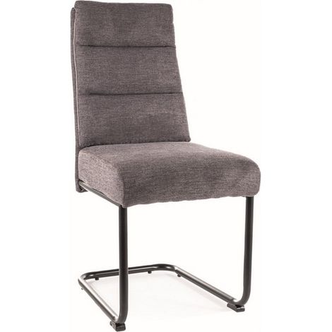 Chaise design en tissu gris foncé avec piètement en métal noir Marilou (1/5)