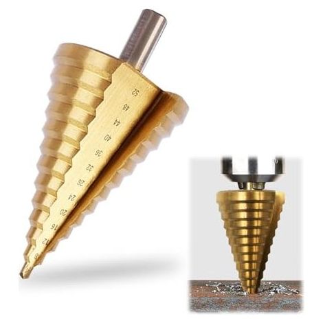 Stufenkegelbohrer Ø 4-52 mm HSS - Schaftgrößen 12/13 für Holz, Kunststoff, Edelstahl (1/5)