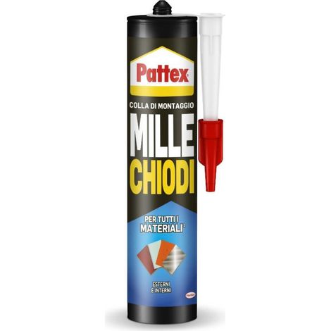 Pattex Montagekleber, Millechiodi-beständig, wasserfeucht, griffbereit, tausend Nägel (450 g)