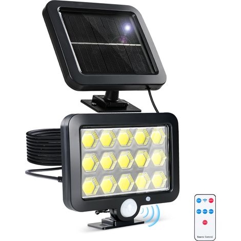 Lampe solaire avec télécommande détecteur de mouvement étanchéité modes lumière K idéale pour un garage ou une cour. IP65 3 6000 blanche (1/5)